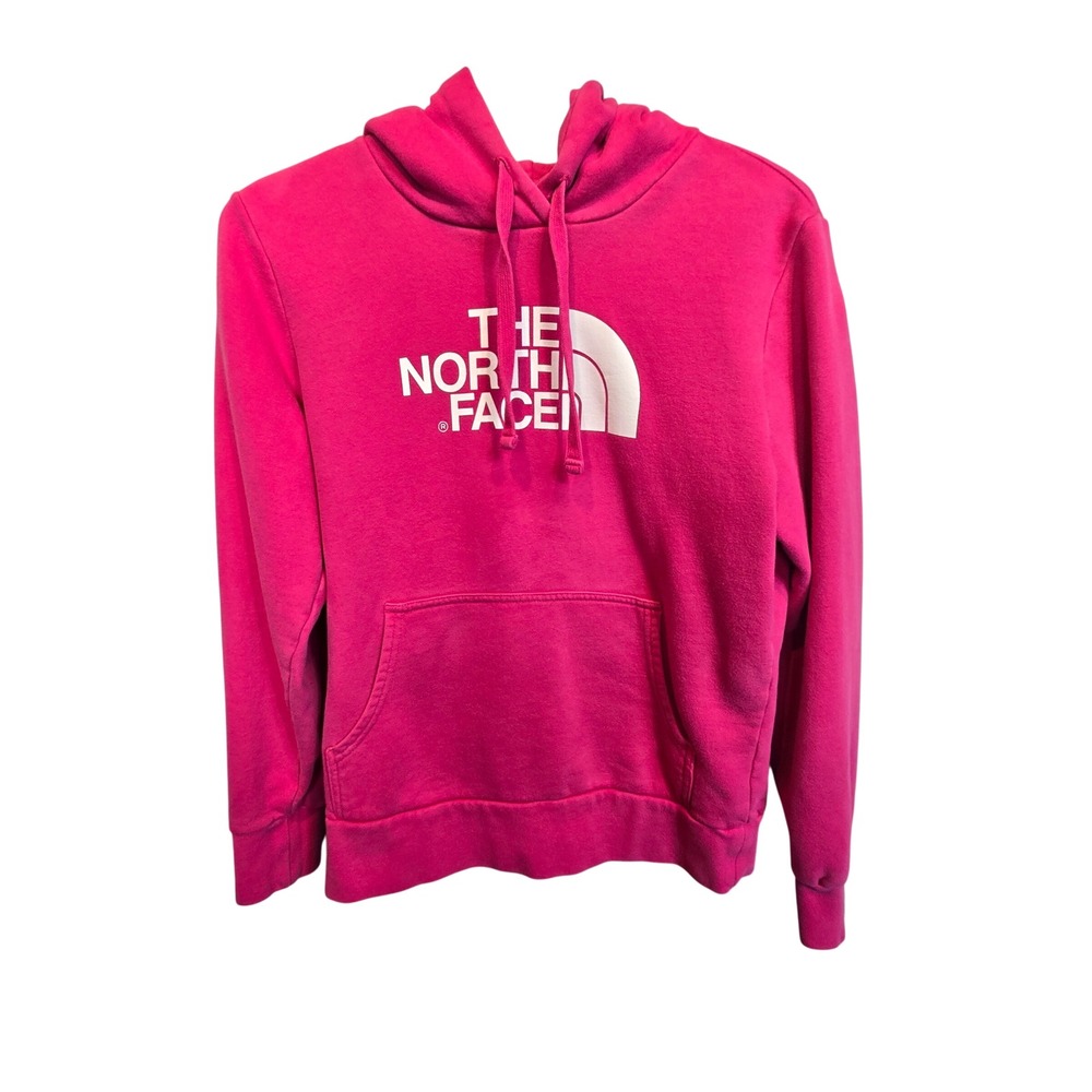 The North Face Hoodie Womens Small‎ Pink Logo Pullover Sweatshirt